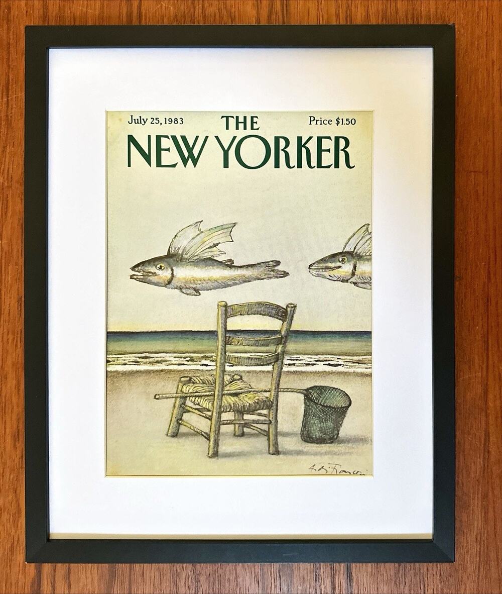 Framed 1983 The New Yorker Magazine July 25 Cover Andre Francois Flying Fish